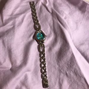 Quartz butterfly blue green watch